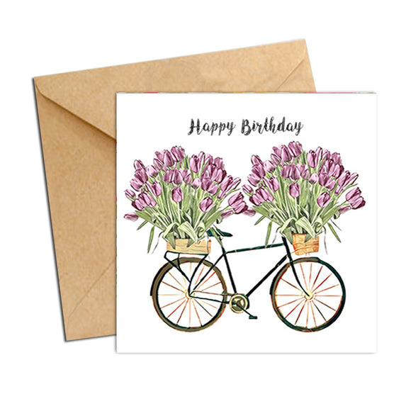 Card - Birthday Bike with Tulips