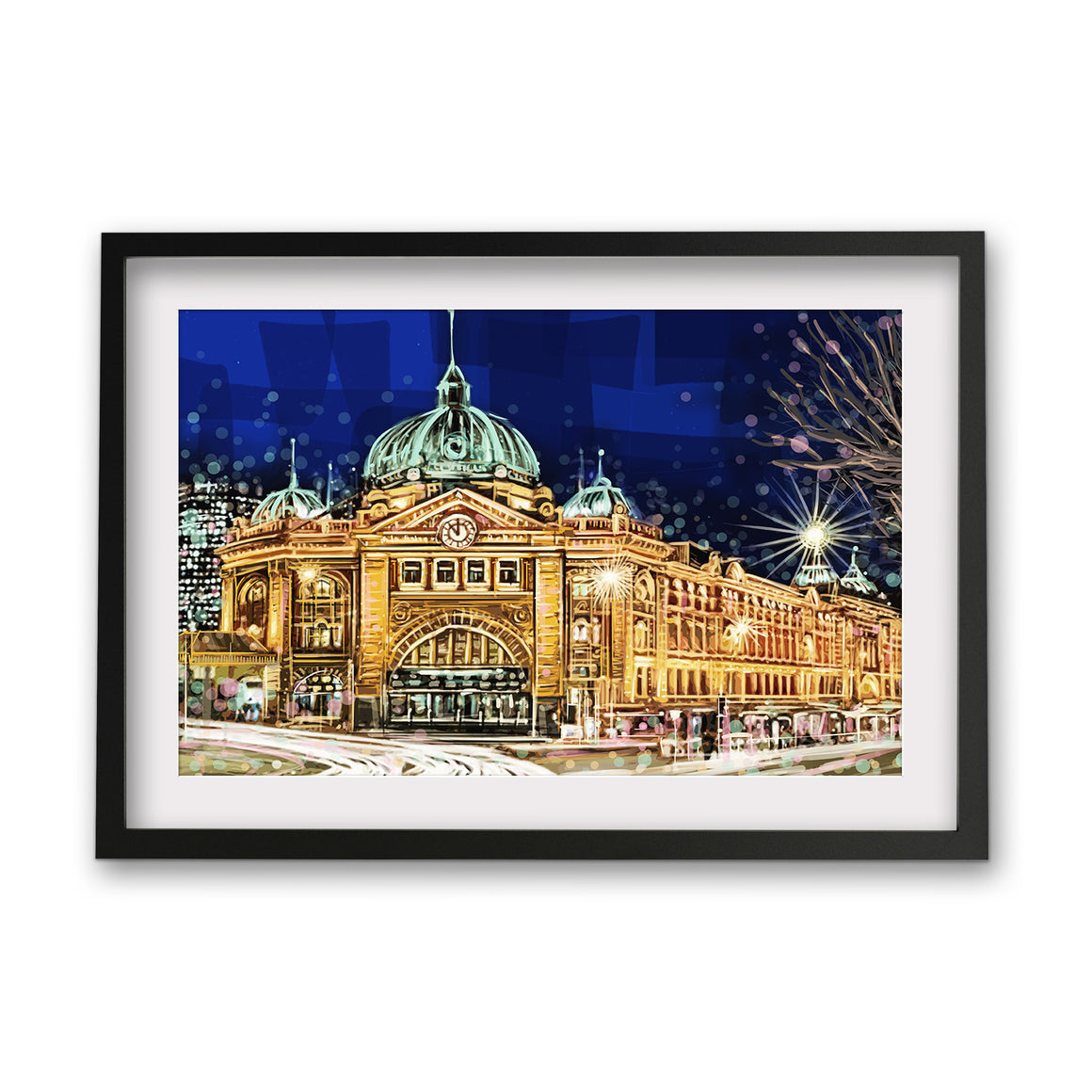 Print (Iconic) - Melbourne Flinders St Station Front night(Landscape)