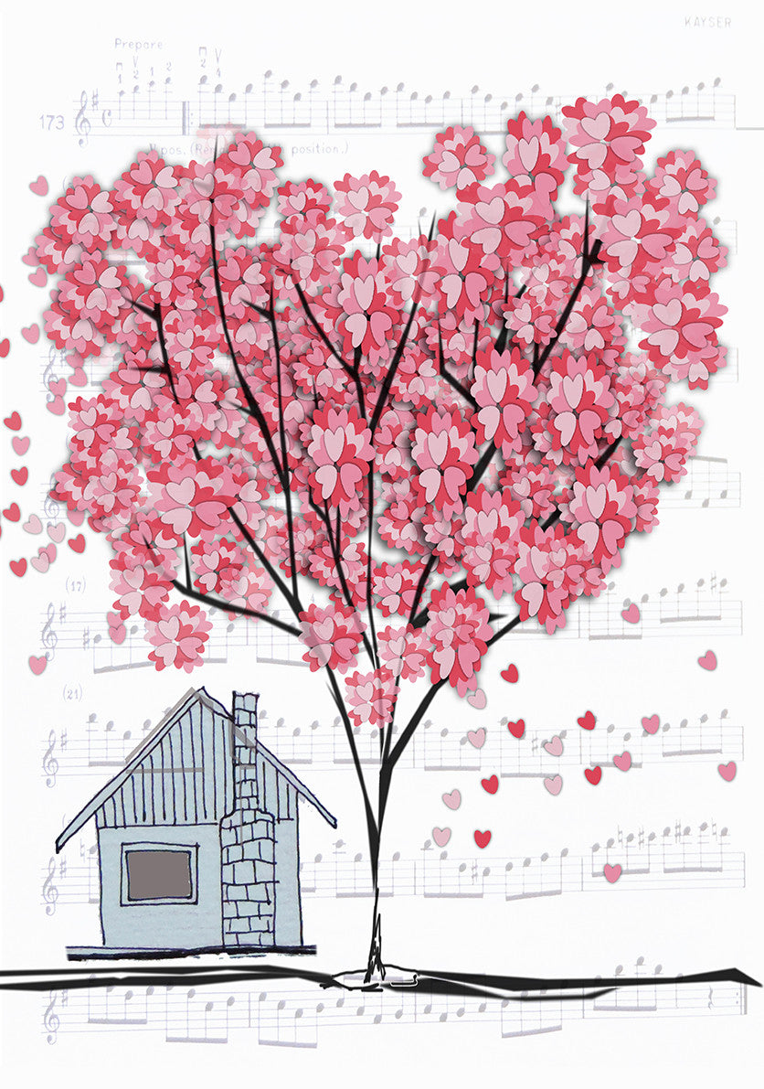 Print Heart Confetti House with Tree - SketchMill