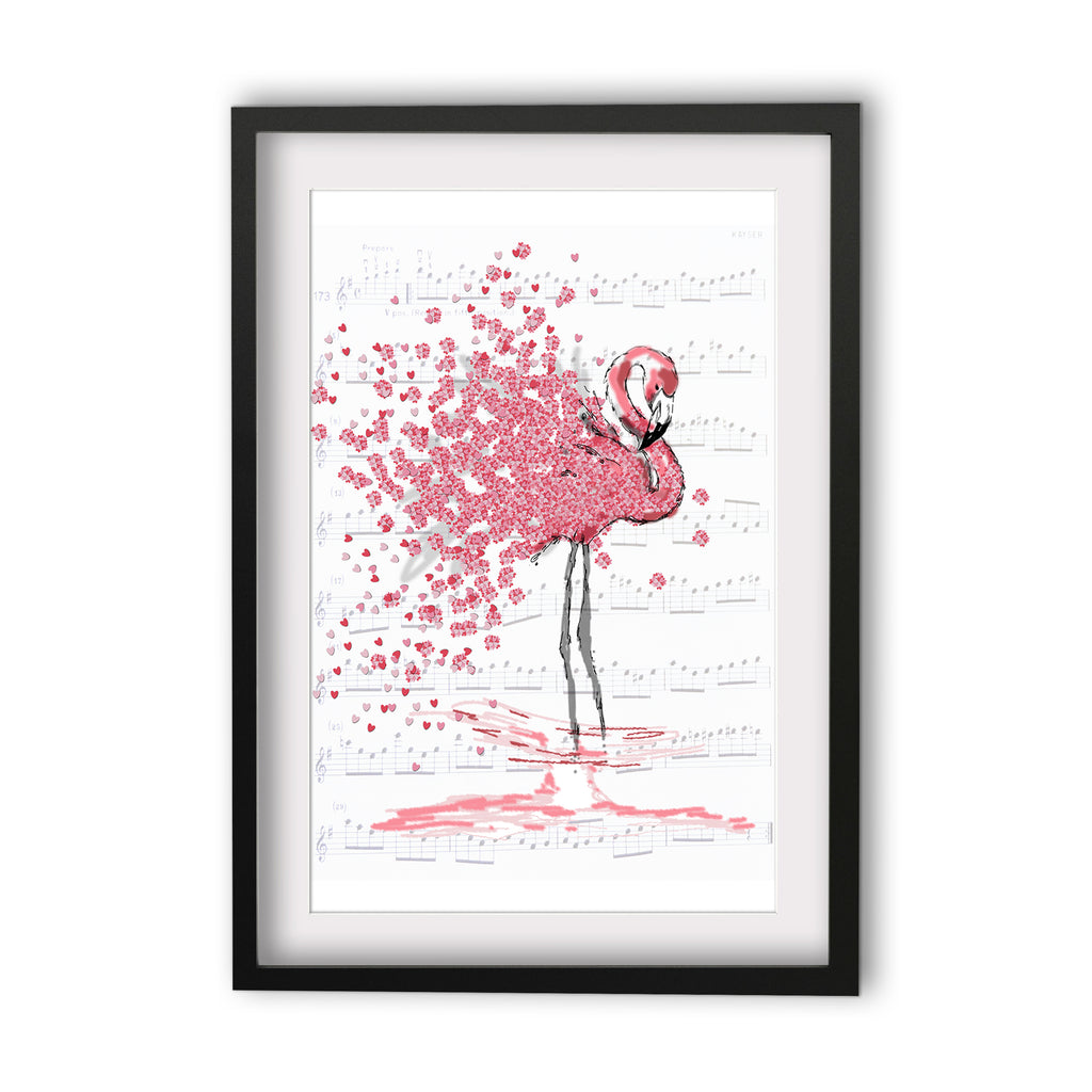 Print Heart Confetti Flamingo
