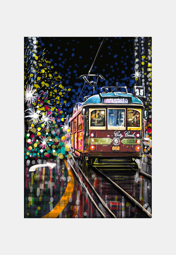 Print (Iconic) - Melbourne Tram Red Night