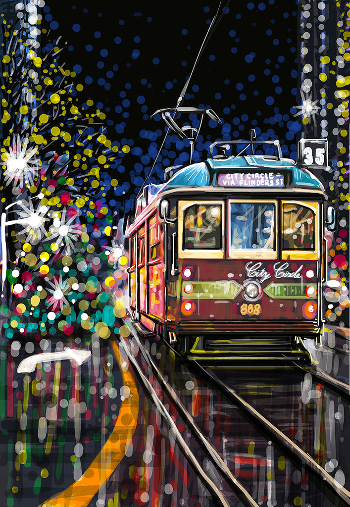 Print (Iconic) - Melbourne Tram Red Night