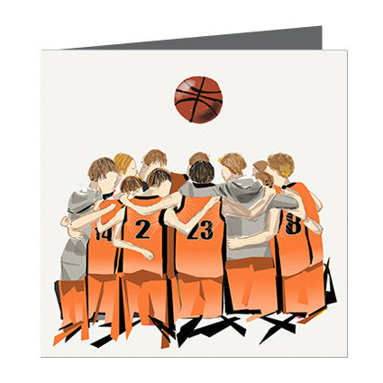 Card - Sports - Basketball Boys huddle Orange