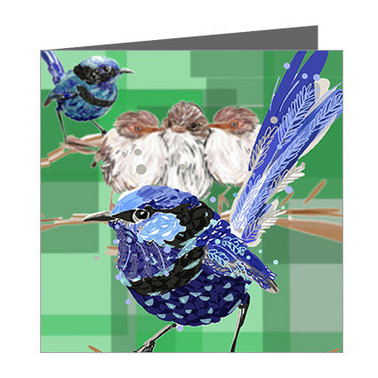 Card - Australian Bird Blue Wrens