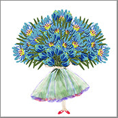 Small Cards (Pack of 10) - Bunch of Blue Flowers