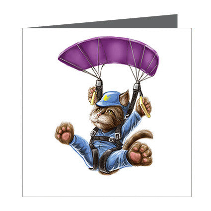 Card - Cat Parachutting
