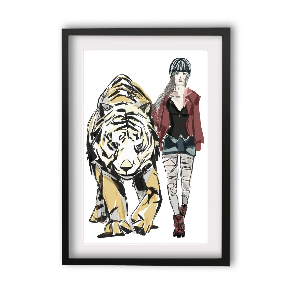 Print Courage - Girl walking tiger