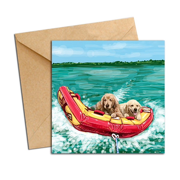 Card - Dog - Retrievers on water skies