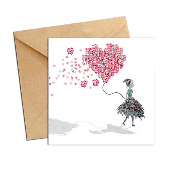 Paper Birthday Heart Balloon Greeting Card, Size: 10*15cm at Rs