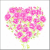 Small Cards (Pack of 10) - Heart Roses Pink