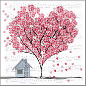 Small Cards (Pack of 10) - Heart Confetti Tree House - SketchMill