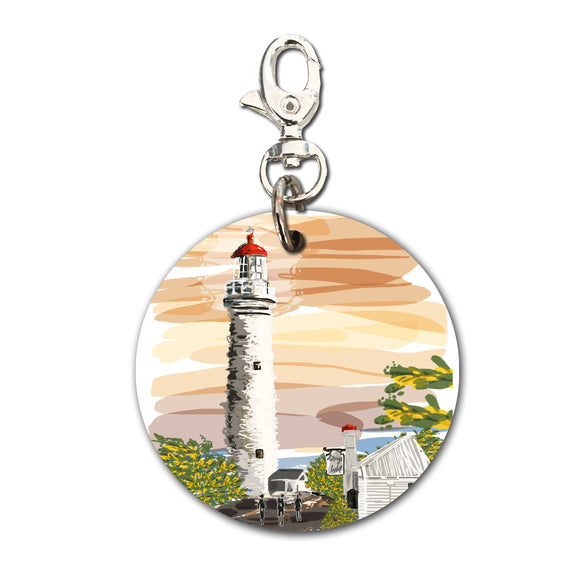 Keyring (Circular) - Iconic Bellarine Airey's Inlet Light House at Sunset