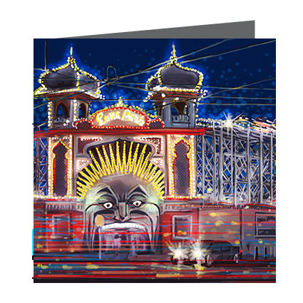Card - Iconic Melbourne Luna Park by night