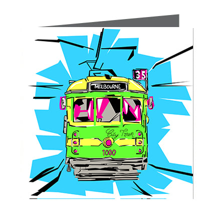 Card - Iconic Melbourne Tram Green Fluro