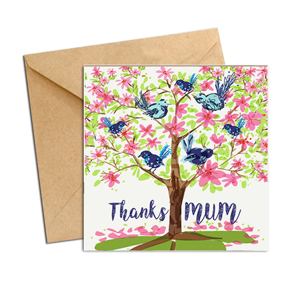 Card - Mum Thanks Tree with Wrens