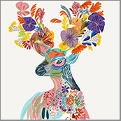 Small Cards (Pack of 10) - Stag with Blooms